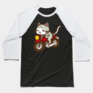 Cute cat riding a bike Baseball T-Shirt